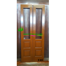 ประตูบานเฟี้ยมไม้สัก รหัส F40